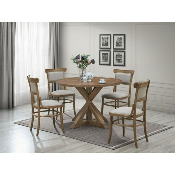 Contemporary Home Living Trestle Base Dining Table with Round Top - 47.25" - Brown
