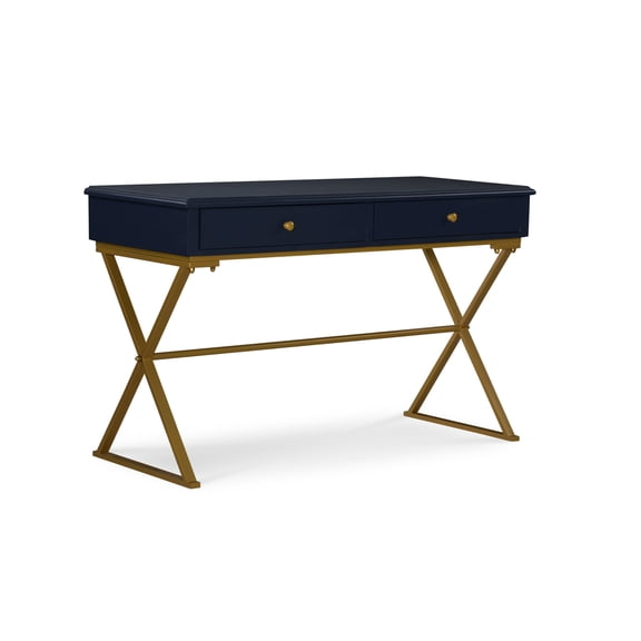 Contemporary Home Living Trestle Frame Writing Desk - 47.25" - Blue and Gold