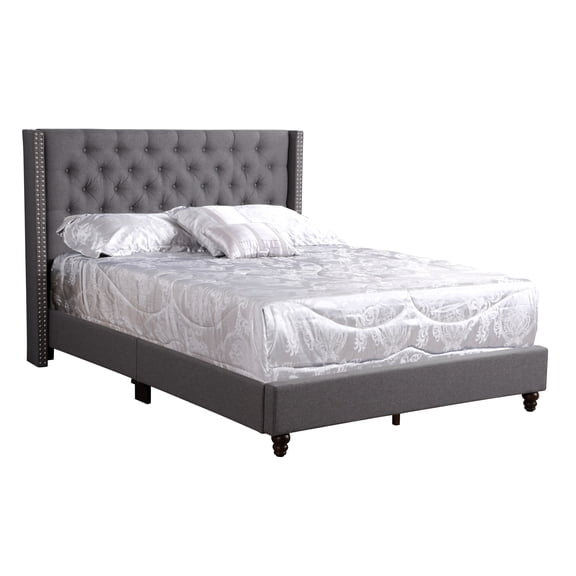 Contemporary Home Living Tufted Upholstered Panel Queen Bed - 86" - Gray