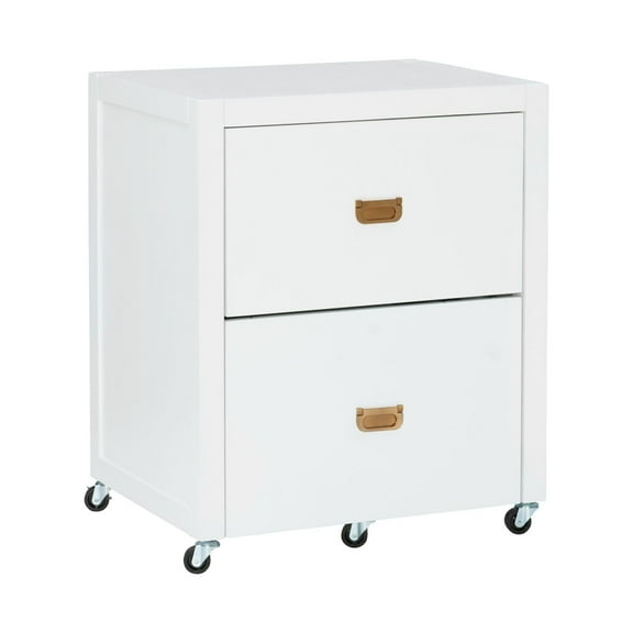 Contemporary Home Living Two Drawer File Storage Cabinet with Rolling Casters - 26.75" - White