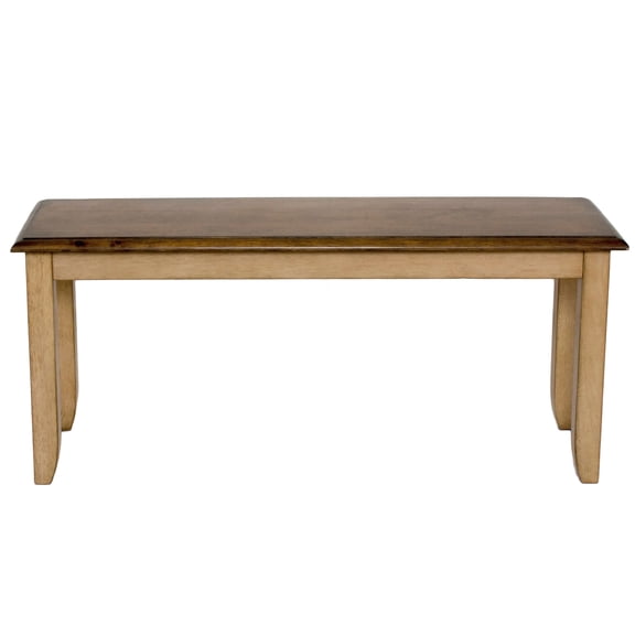 Contemporary Home Living Two-Tone Distressed Wooden Dining Bench - 42" - Brown and Beige