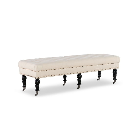 Contemporary Home Living Upholstered Bench with Wheels - 62" - Brown
