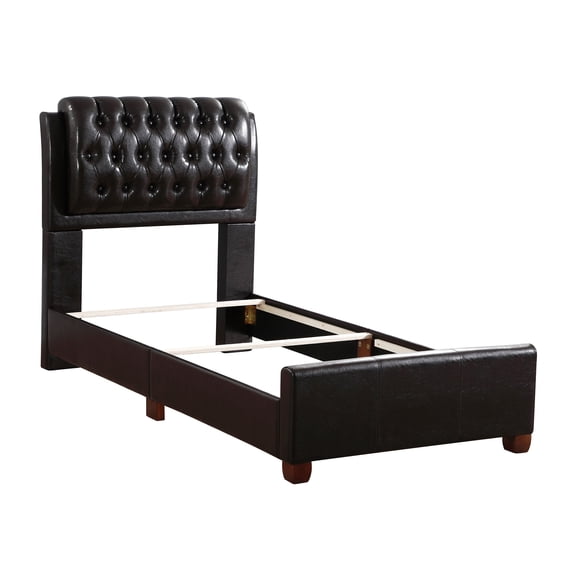 Contemporary Home Living Upholstered Faux Leather Panel Twin Bed - 83" - Brown