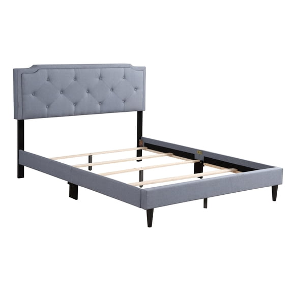 Contemporary Home Living Upholstered Twill Jewel Tufted Full Panel Bed - 81" - Blue