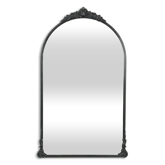 Contemporary Home Living Victorian Curved Top Handmade Wall Mirror - Black - 33.75"