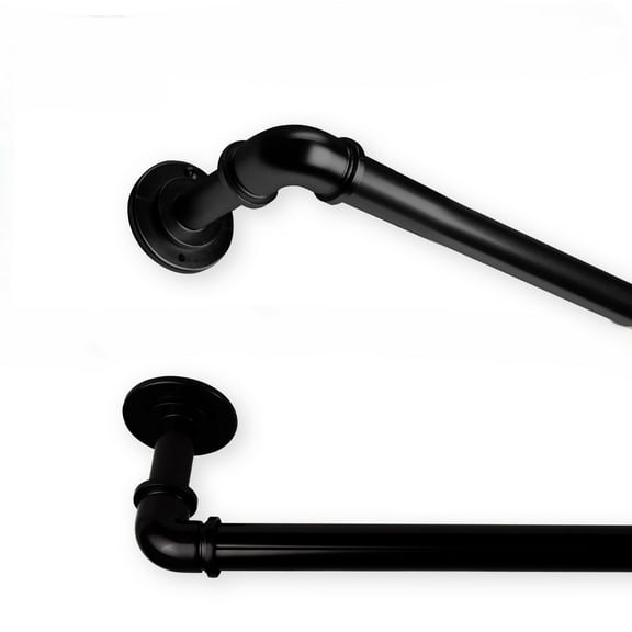 Contemporary Home Living Wall Mount Pipe Curtain Rod - 120" - Black