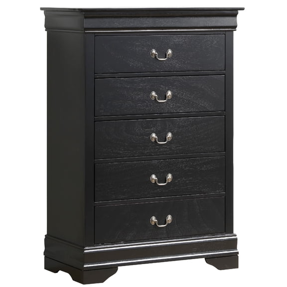 Contemporary Home Living Wooden 5-Drawer Bedroom Chest - 48" - Black