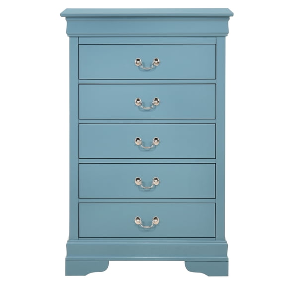 Contemporary Home Living Wooden 5-Drawer Bedroom Chest - 48" - Blue