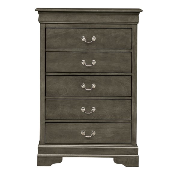 Contemporary Home Living Wooden 5-Drawer Bedroom Chest - 48" - Gray