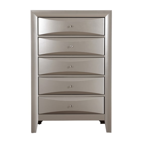 Contemporary Home Living Wooden 5-Drawer Bedroom Chest - 48" - Silver Champagne