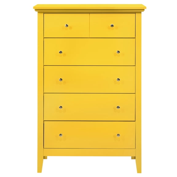 Contemporary Home Living Wooden 5-Drawer Bedroom Chest - 48" - Yellow