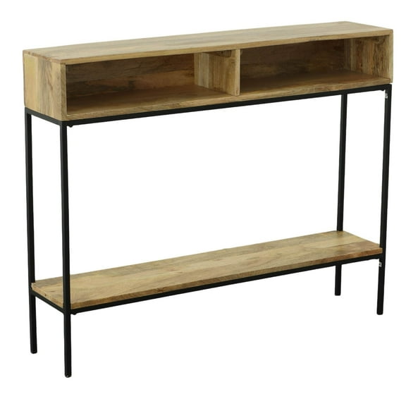 Contemporary Home Living Wooden Console Table with Cubbies - 42" - Brown and Black