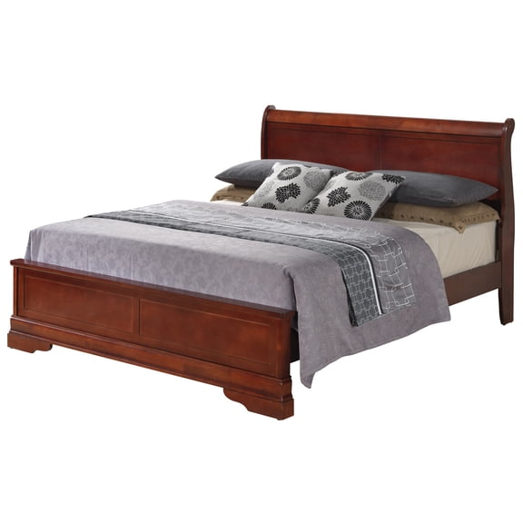 Contemporary Home Living Wooden Full Panel Bed - 84" - Red