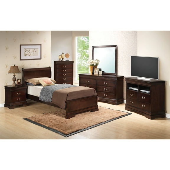 Contemporary Home Living Wooden Rectangular Twin Panel Bed - 84" - Brown