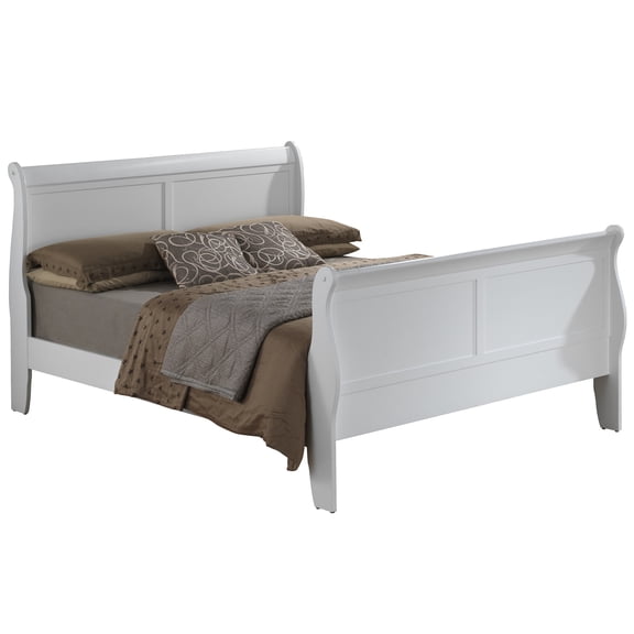 Contemporary Home Living Wooden Sleigh Full Platform Bed - 90" - White