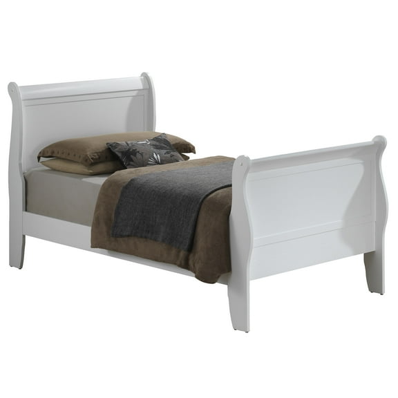 Contemporary Home Living Wooden Sleigh Twin Platform Bed - 87" - White