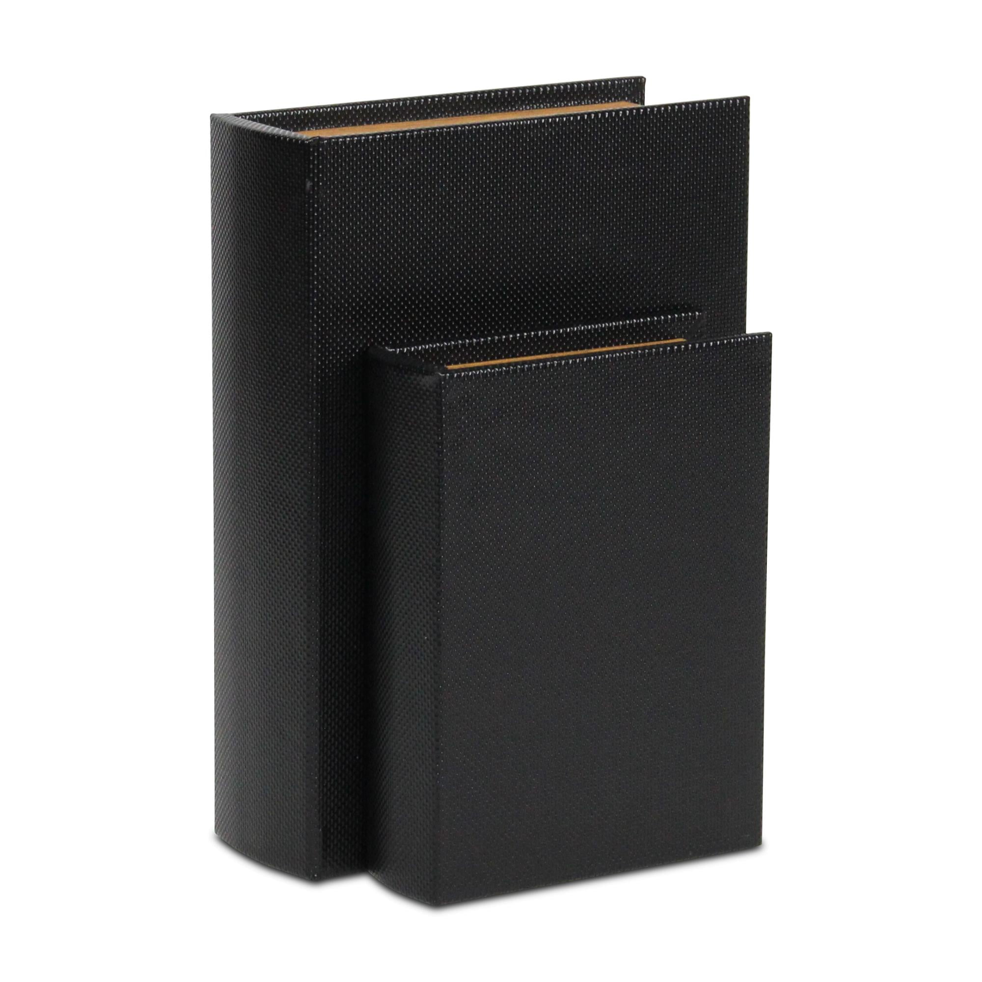 Handcrafted Black and Gold Wood Book Storage Box Set
