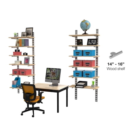 Contemporary Home Office System 91" High 6 Tier | 2 Sections- Shelves Sold Separately