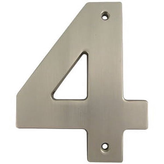Contemporary House Number, #4, 5 Inches, Satin Nickel by Stone Harbor Hardware