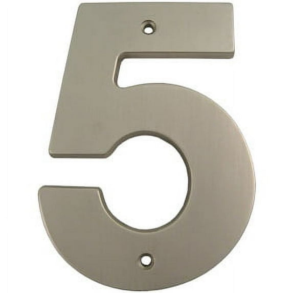Contemporary House Number, #5, 5 Inches, Satin Nickel by Stone Harbor Hardware