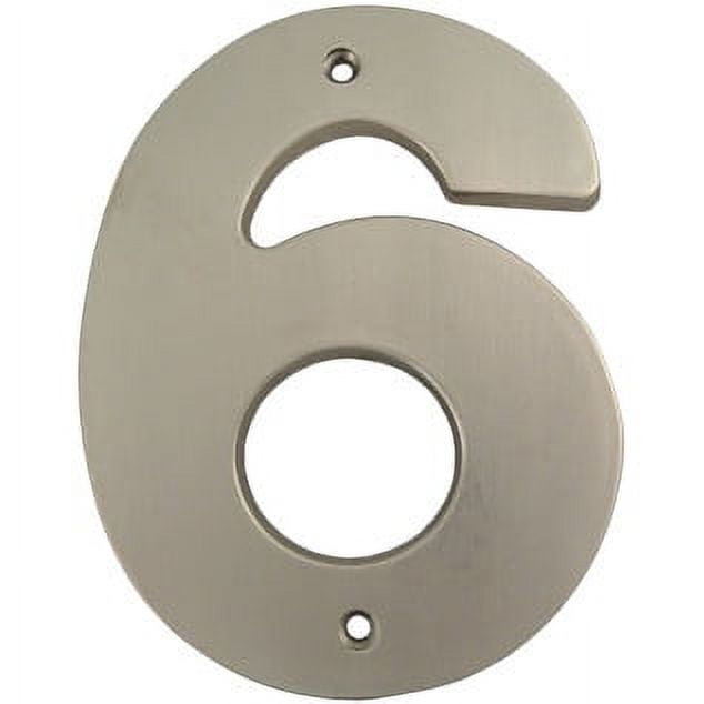 Contemporary House Number, #6, 5 Inches, Satin Nickel by Stone Harbor ...