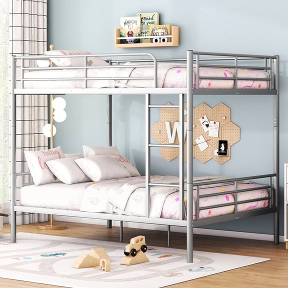 Contemporary Iron Full Over Full Bunk Bed / Matches Well with Home Decor