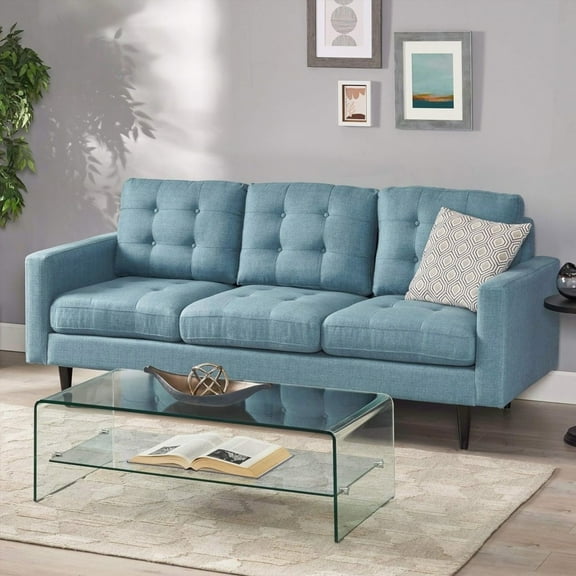 Contemporary Jenny 3-Seater Sofa Featuring Tufted Fabric and Rubberwood Legs