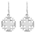 thumbnail image 1 of Contemporary Jerusalem Cross Symmetric Sterling Silver Dangle Earrings, 1 of 5