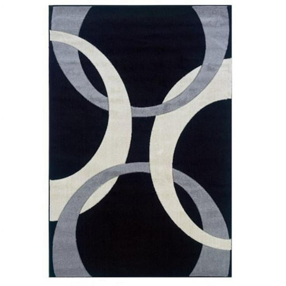 Contemporary Kids Rug in Black and Grey (7 ft. 7 in. L x 5 ft. W (19 lbs.))