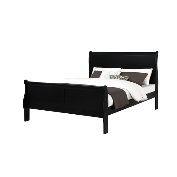 Contemporary King Size Solid Wood Bed In Black - Equipped With Drawer Bottom And Metal Moving Part Finish, Built Glides For Convenience