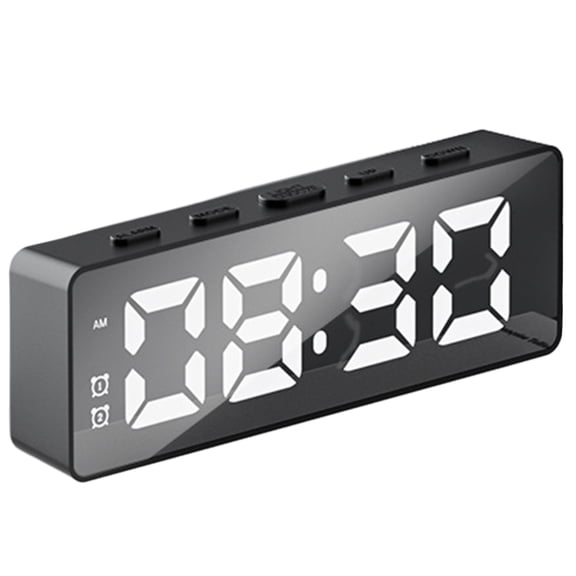 LED Desk Digital Clock with Temperature Reading Mirrored Utility with USB Port and Battery Backups for and Home