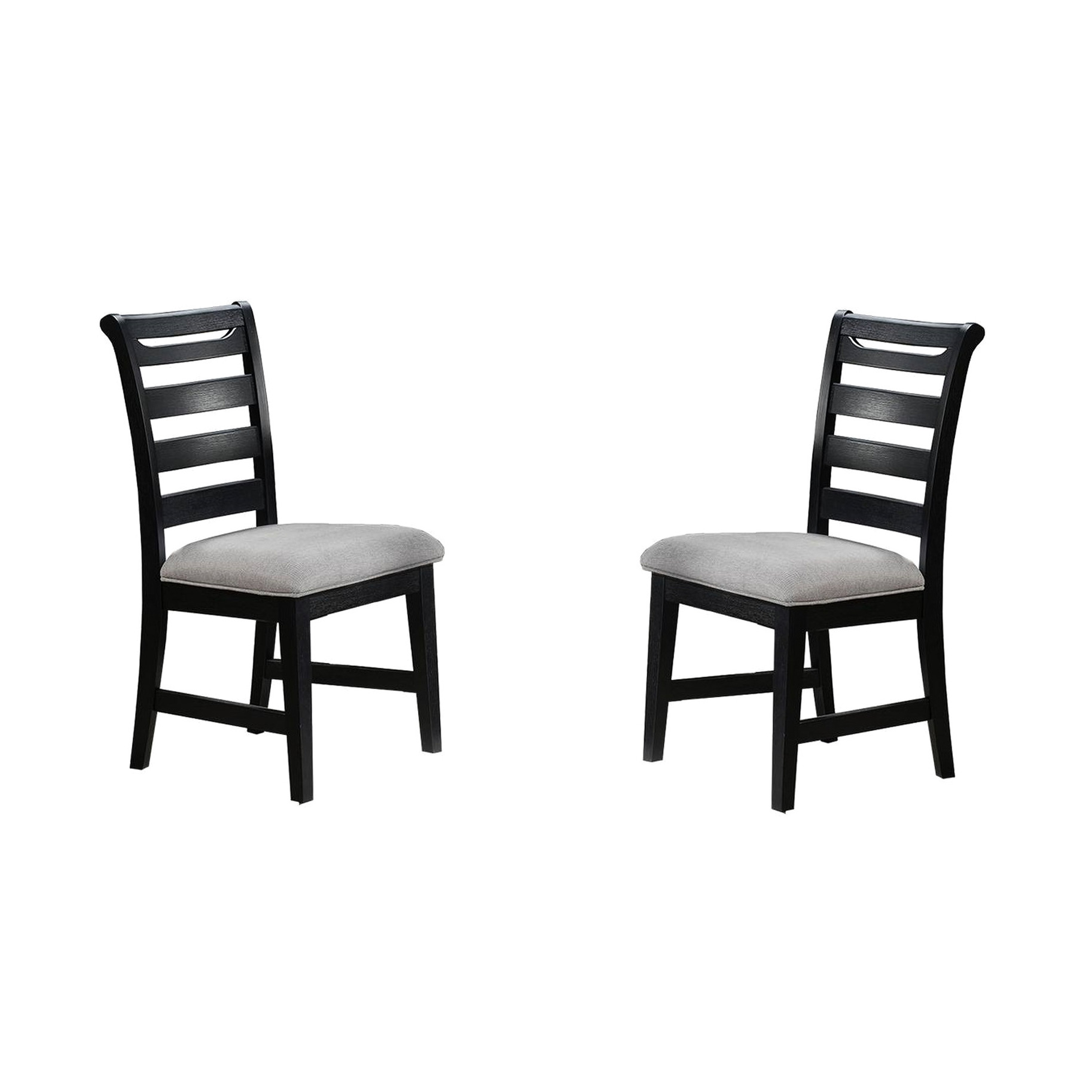 Contemporary Ladder Back 2pc Dining Chairs | Black Color & Fabric ...