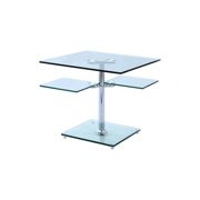 Chintaly Contemporary Multi-Top Motion White Glass Lamp Table