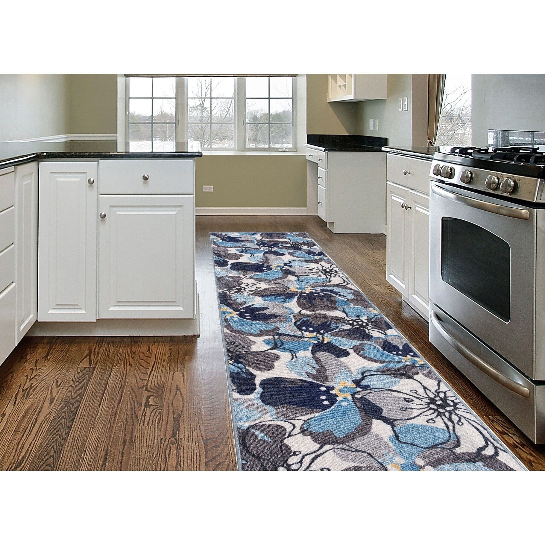 Elegant Floral Gray Tufted Runner Rug with Non-Slip Feature - 2' x 10'