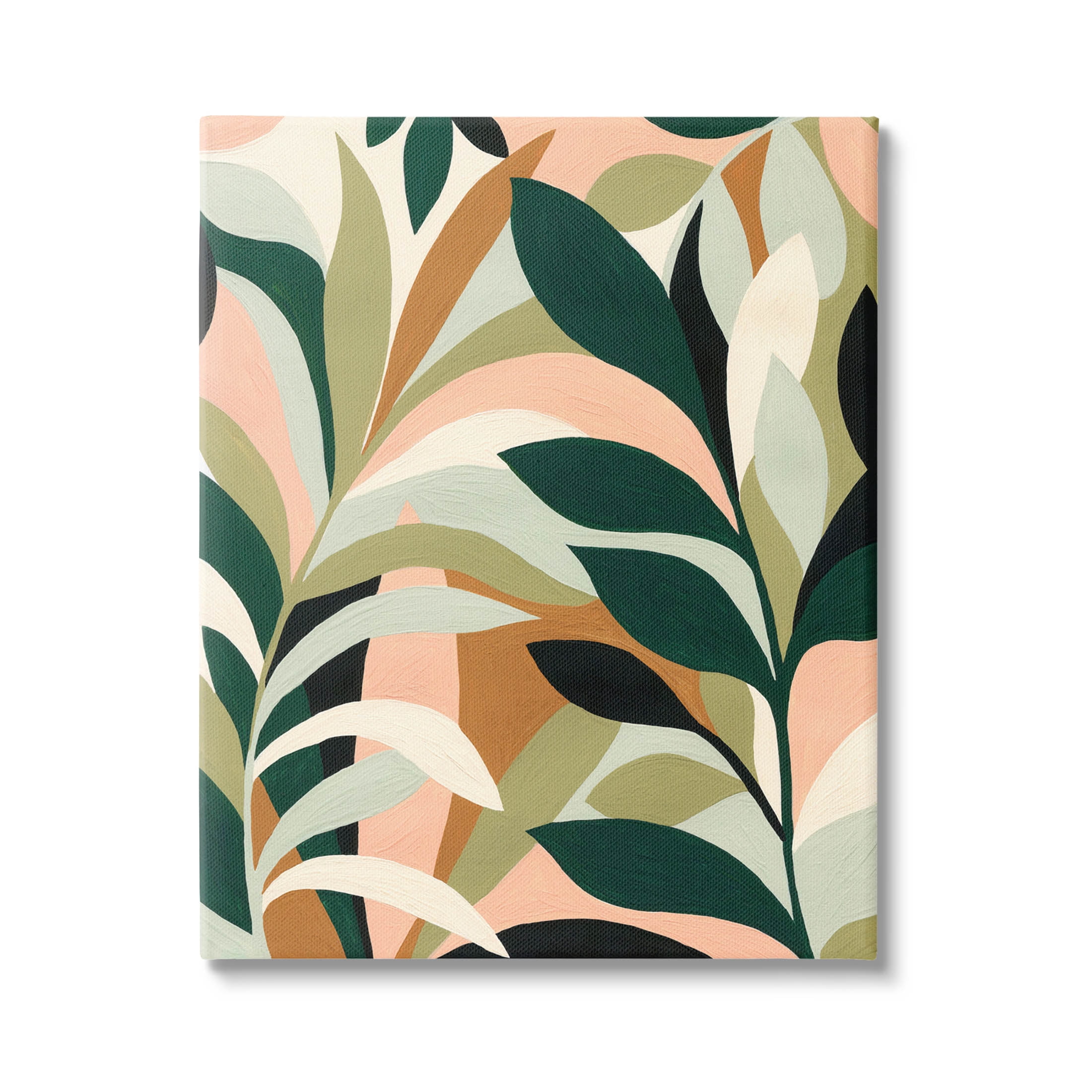 Contemporary Layered Leaves Botanical & Floral Graphic Art Gallery Wrapped Canvas Print Wall Art