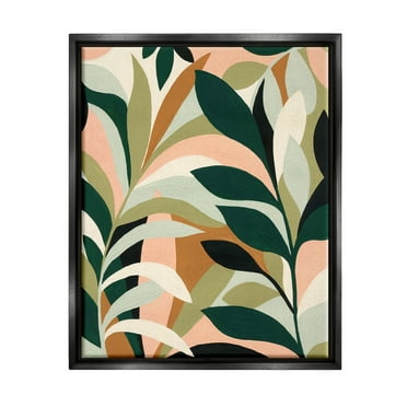 Contemporary Layered Leaves Botanical & Floral Graphic Art Jet Black Framed Art Print Wall Art