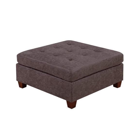 Contemporary Leatherette Corner Wedge with Tufted Back, Dark Brown- Saltoro Sherpi