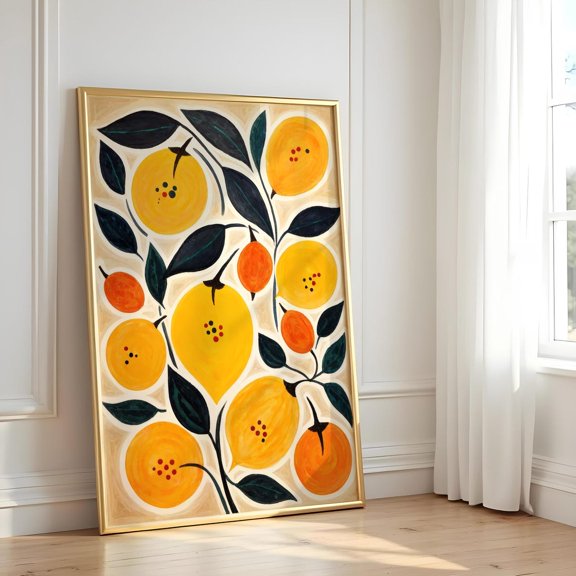 Contemporary Lemon Poster Citrus Art