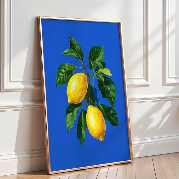 Contemporary Lemon Wall Art, Unframed Paper Poster 24x36in