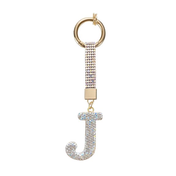 Contemporary Letter Keychain Featuring Crystal Detail, Sturdy Metallic Key Chain Accessory for Daily Essential