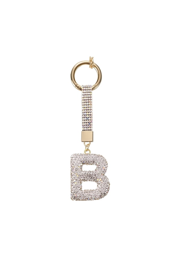 Contemporary Letter Keychain Featuring Crystal Detail, Sturdy Metallic Key Chain Accessory for Daily Essential