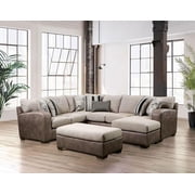 Contemporary Light Brown Microfiber Sectional Sofa FOA SM5404-SECT Ashenweald