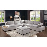 Contemporary Light Gray Linen-like Fabric Sectional Sofa FOA CM6547 Arlene