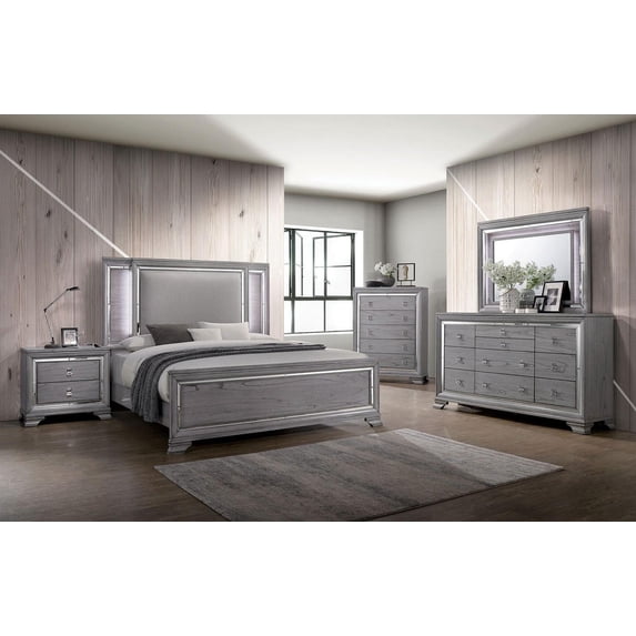 Contemporary Light Gray Solid Wood CAL Bedroom Set 6pcs FOA CM7579 ...