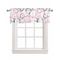 thumbnail image 1 of Contemporary Linen Curtain Valance for Bedroom/Bathroom/Kitchen/Office/Living/Dining Room Windows,Round Pink Grey Circles Minimalist White Rod Pocket Topper Drapes Decorative Cafe Drapery Panel 60x18, 1 of 6