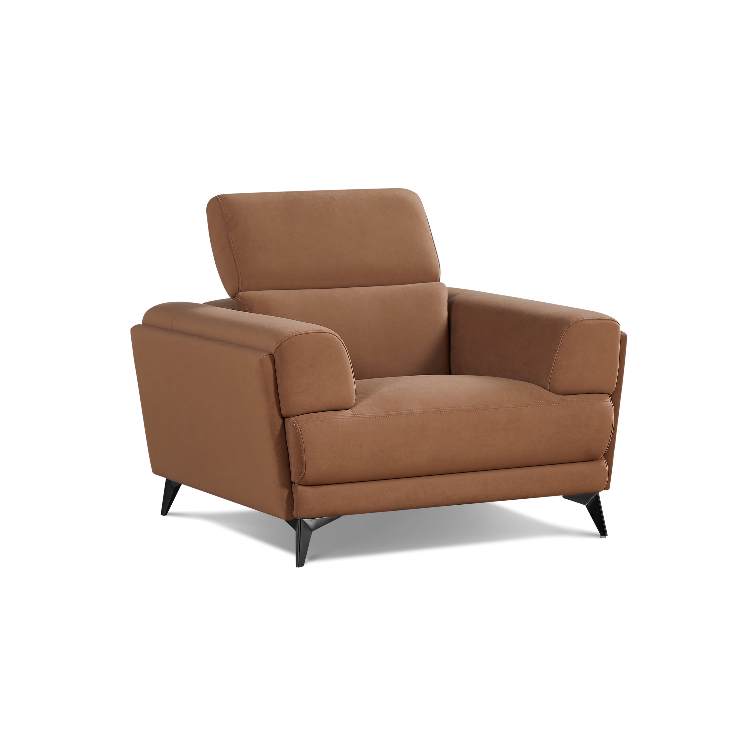 Contemporary Living Room Chair with Adjustable Headrest, Brown