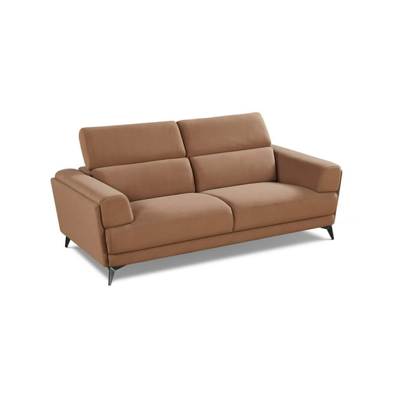 Contemporary Living Room Loveseat with Adjustable Headrest, Brown