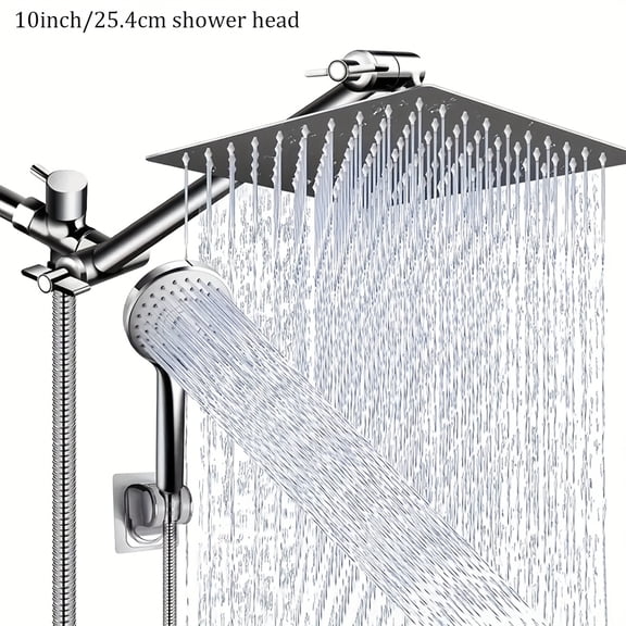 Contemporary Luxury Chrome Shower Fixture, 8/10/12 Inch High-Pressure Rain Shower, Adjustable Arm & Handheld Spray, Modern Bathroom Shower System