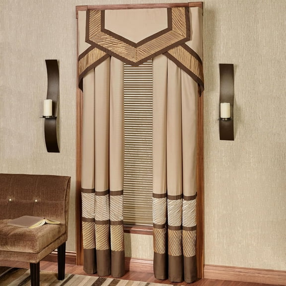 Contemporary Luxury Washable Window Treatment | Pleated | Silky Polyester Satin | 4 Piece Set: Cornice Valance Set and 84L Curtain Pair