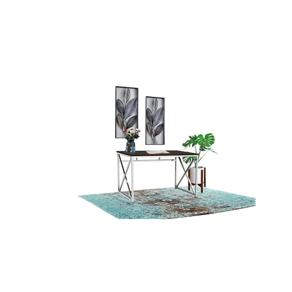 Contemporary Madison Art Desk Wooden Espresso & Chrome Color